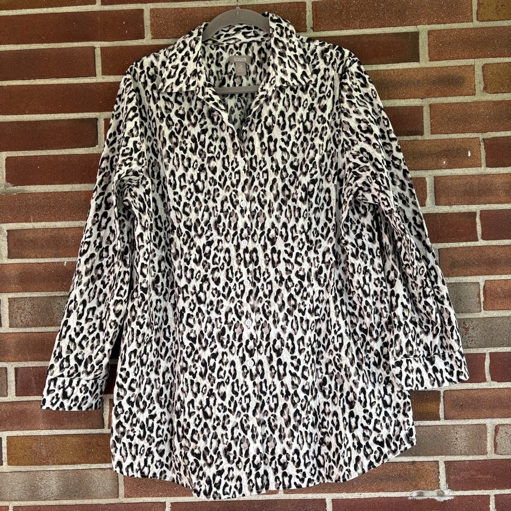Chico's Leopard Animal Print Tunic Top Women's Sz 3 A3792
